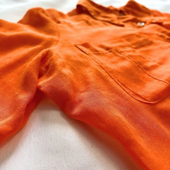 FRANCK OLIVIER PARIS ORANGE SHEER BUTTON DOWN SHIRT - 4 - Picture 6 of 8